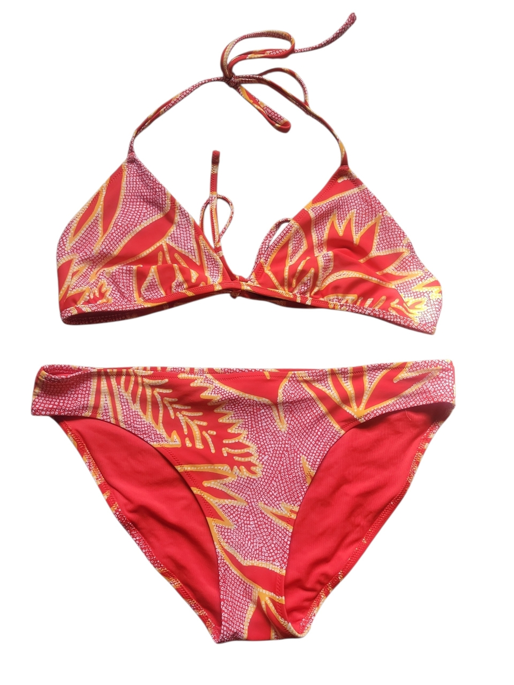 Aerie Orange & Yellow Tropical Print Triangle Bikini SzL